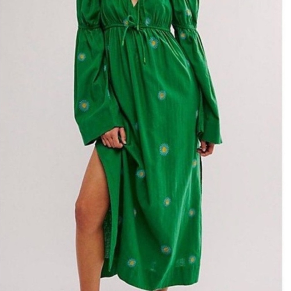 Free People Emory Embroidered Green Women's Dress - Picture 2 of 6